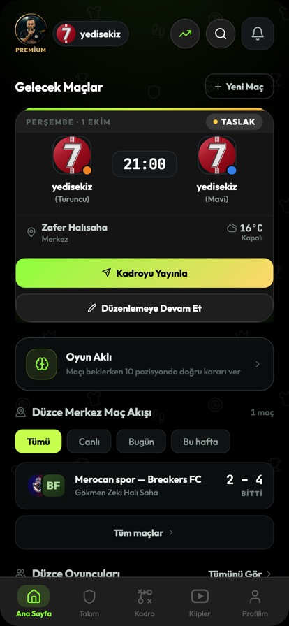 Yedisekiz Ana Sayfa — gelecek maçlar ve oyuncular