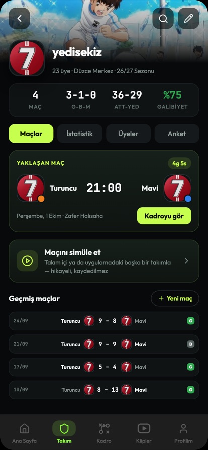Yedisekiz takım istatistikleri